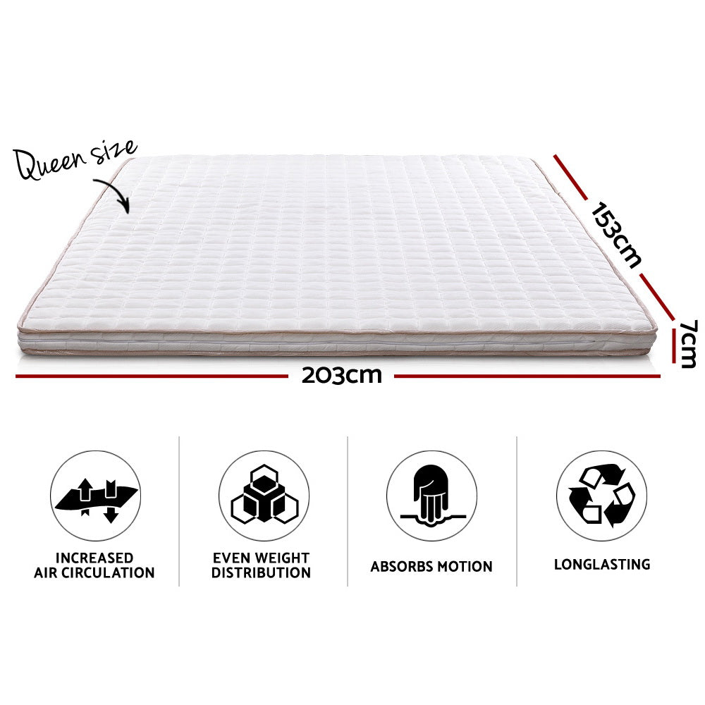 Giselle Bedding Memory Foam Mattress Topper Bed Underlay Cover Queen 7cm