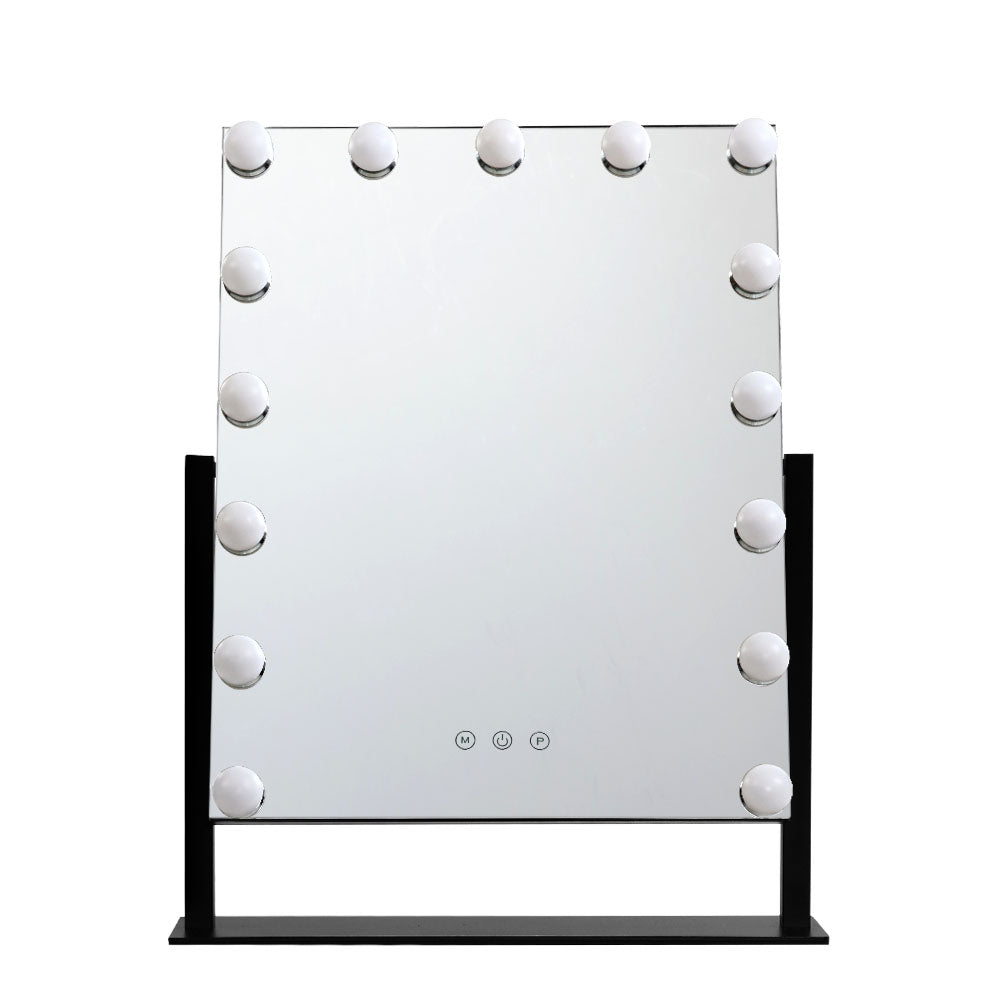 Embellir Makeup Mirror With Light 15 LED Lighted Standing Hollywood Vanity Black