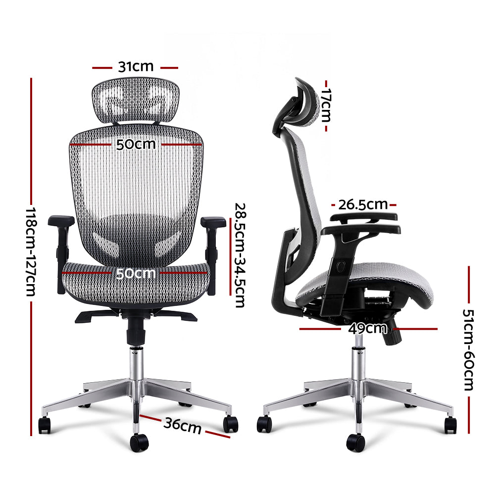 Artiss Office Chair Gaming Chair Computer Chairs Mesh Net Seating Grey