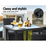 Outdoor Dining Set Patio Furniture Wicker Chairs Table Black 5PCS