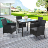 Outdoor Dining Set Patio Furniture Wicker Chairs Table Black 5PCS