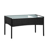 Gardeon Garden Furniture Outdoor Lounge Setting Wicker Sofa Patio Storage Cover Black