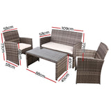 Gardeon Garden Furniture Outdoor Lounge Setting Wicker Sofa Set Storage Cover Mixed Grey