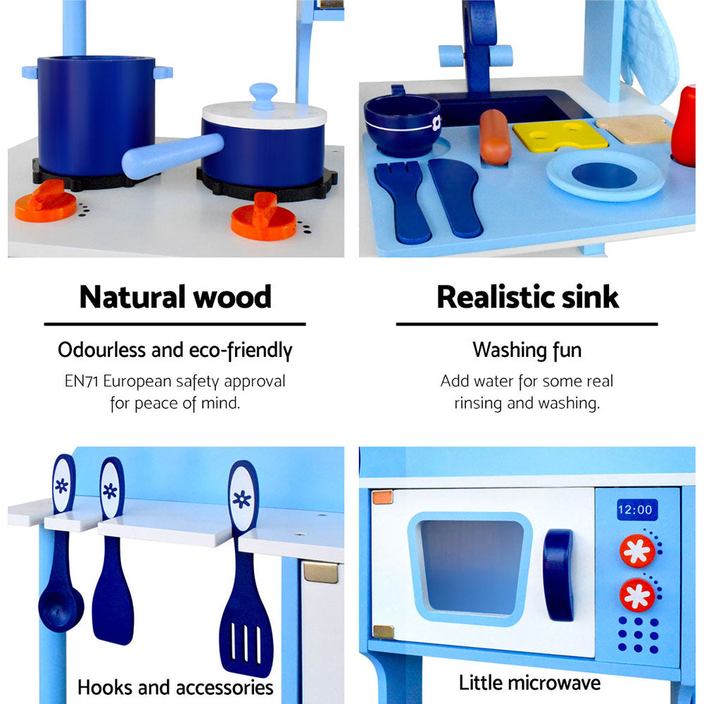 Keezi Kids Wooden Kitchen Play Set - Blue