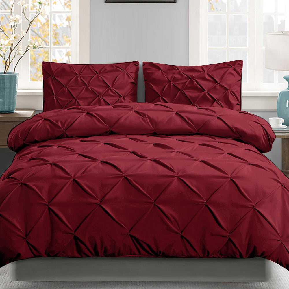 Giselle Luxury Classic Bed Duvet Doona Quilt Cover Set Hotel Queen Burgundy Red