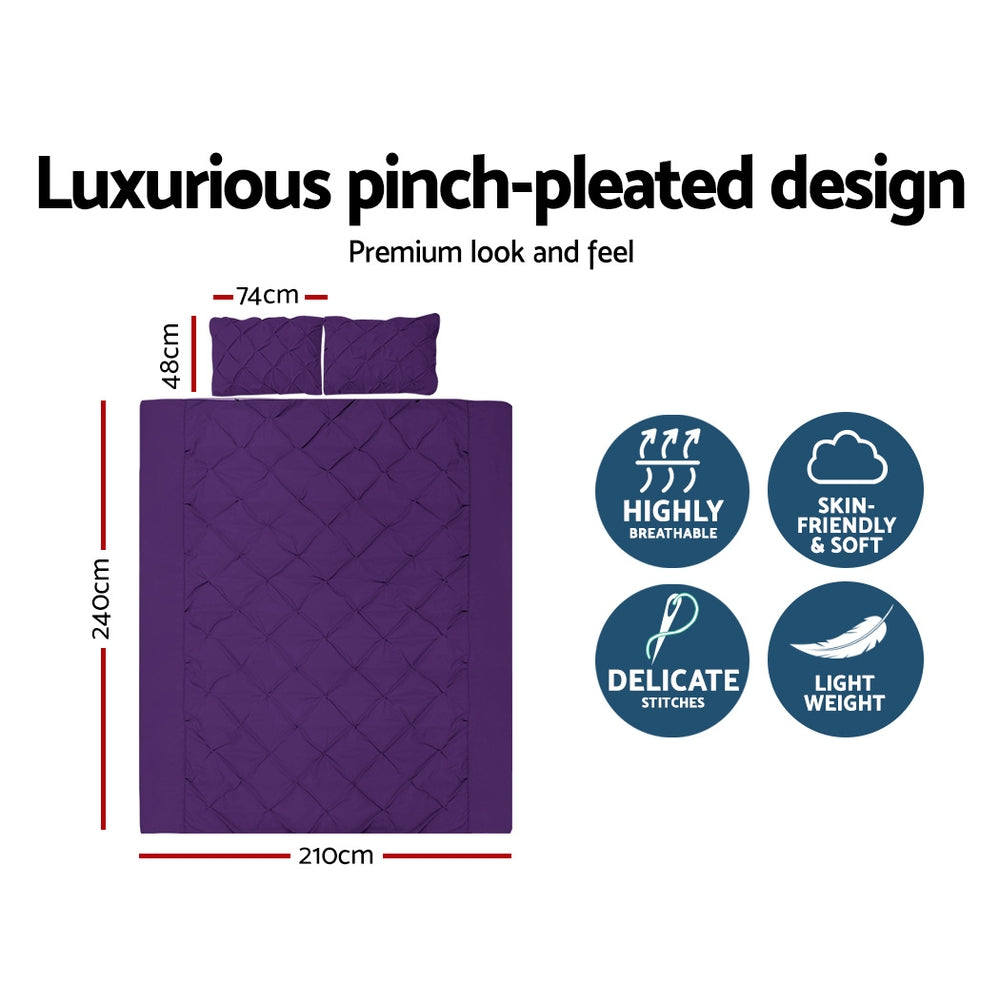 Giselle Luxury Classic Bed Duvet Doona Quilt Cover Set Hotel King Purple