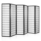 Artiss 6 Panel Room Divider Privacy Screen Foldable Pine Wood Stand Black