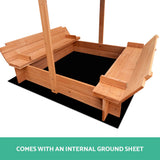 Keezi Wooden Outdoor Sand Box Set Sand Pit- Natural Wood