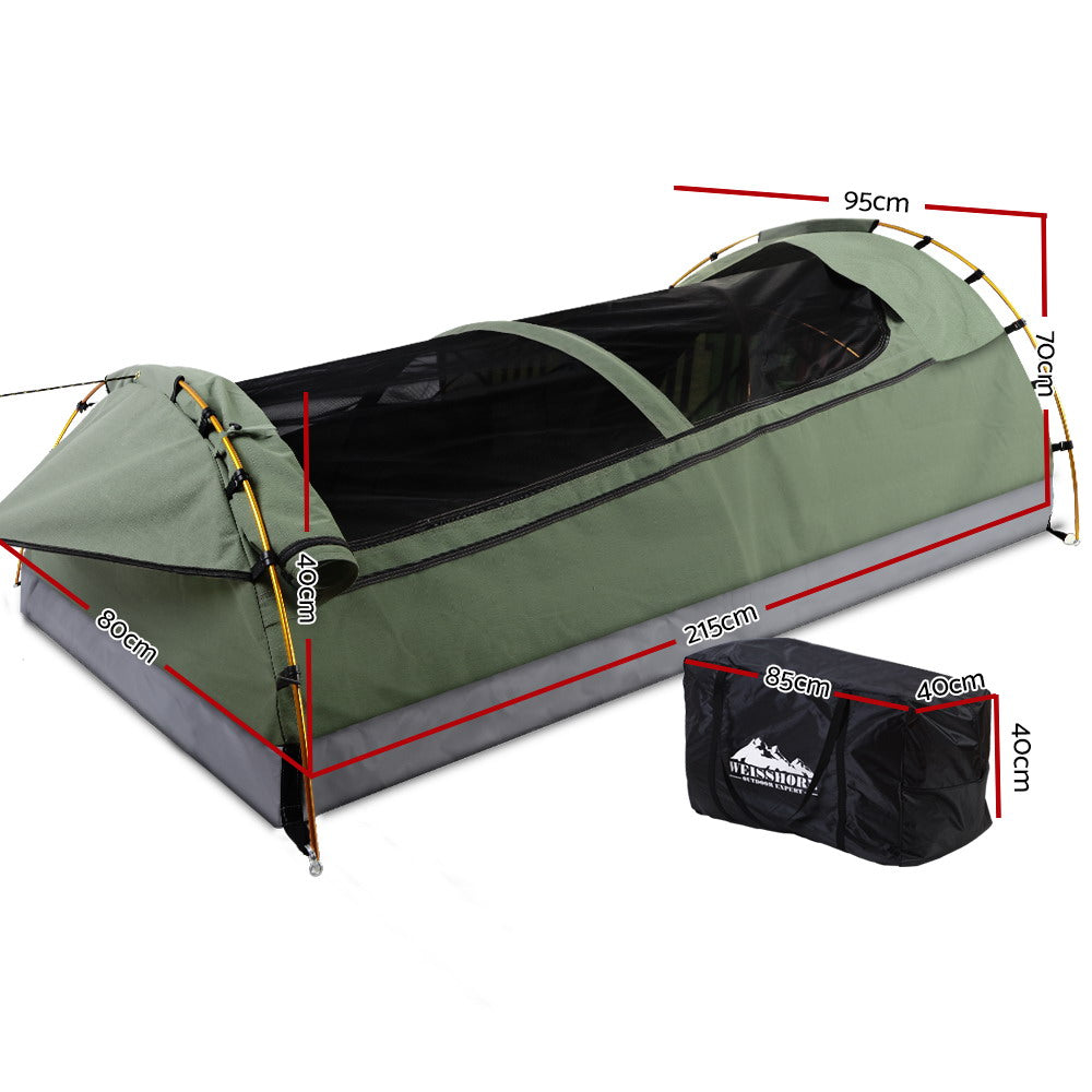 Weisshorn Swag Single Camping Swags Canvas Tent Deluxe Celadon With Mattress