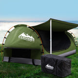 Weisshorn Double Swag Camping Swags Canvas Free Standing Dome Tent Celadon with 7CM Mattress