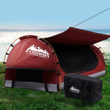 Weisshorn Swag King Single Camping Swags Canvas Free Standing Dome Tent Red with 7CM Mattress