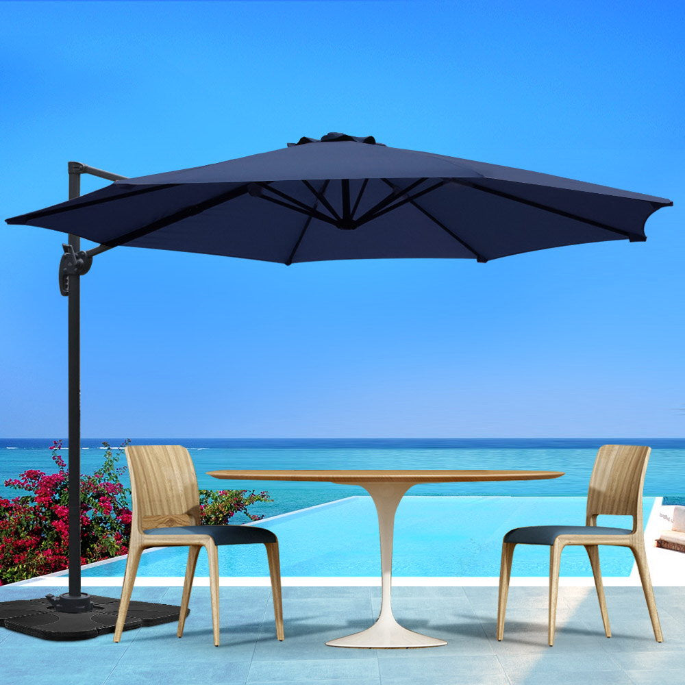 Instahut 3M Roma Outdoor Furniture Garden Umbrella 360 Degree Navy