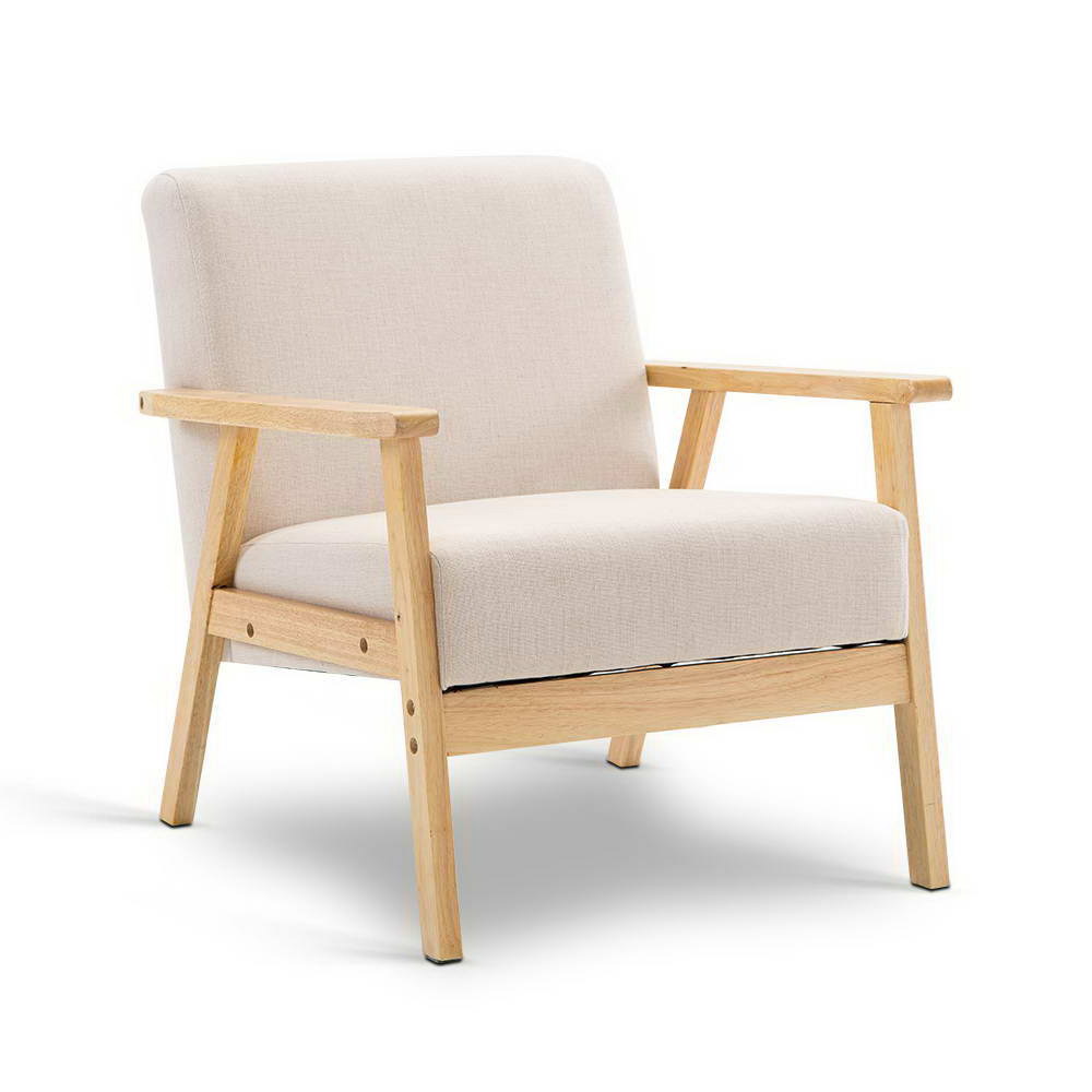 Artiss Fabric Dining Armchair - Beige