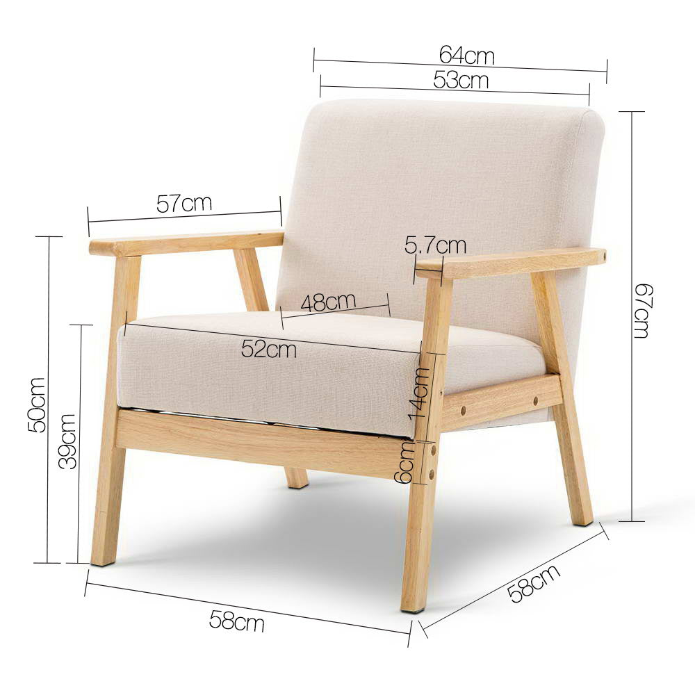 Artiss Fabric Dining Armchair - Beige