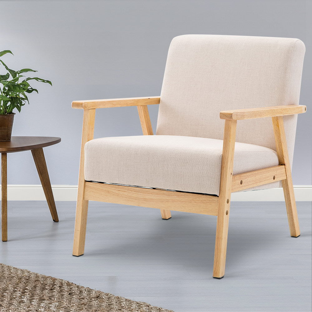 Artiss Fabric Dining Armchair - Beige