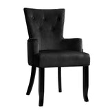 Artiss Dining Chairs French Provincial Chair Velvet Fabric Timber Retro Black