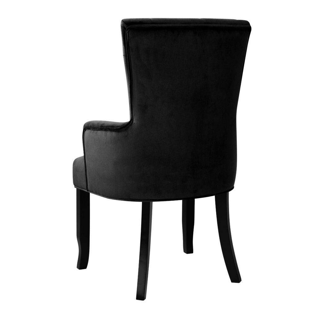 Artiss Dining Chairs French Provincial Chair Velvet Fabric Timber Retro Black