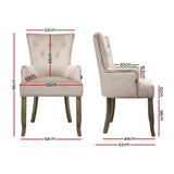 Artiss Dining Chairs French Provincial Chair Velvet Fabric Timber Retro Camel