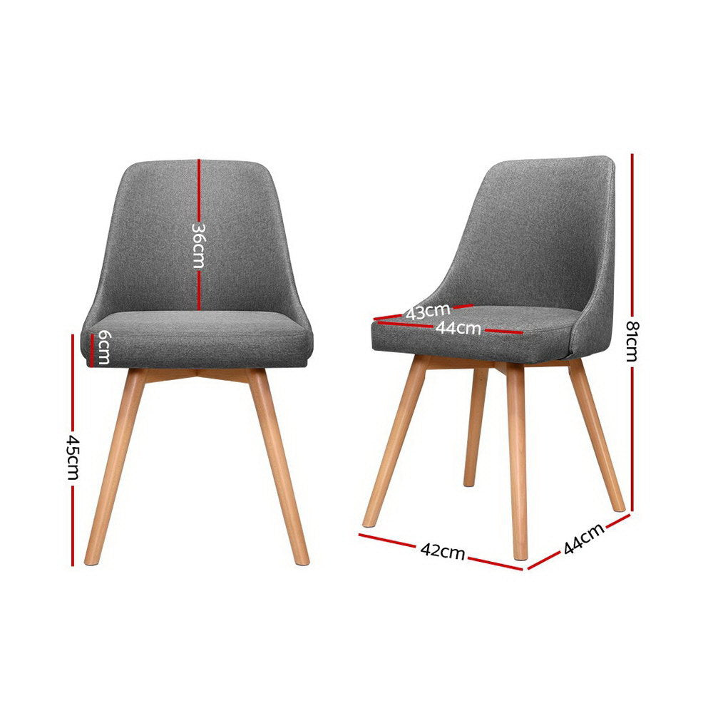 Artiss 2x Replica Dining Chairs Beech Wooden Timber Chair Kitchen Fabric Grey