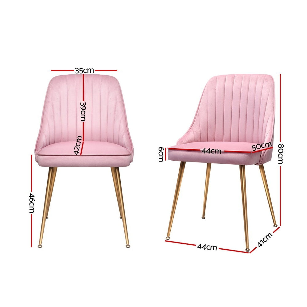 Artiss Dining Chairs Retro Chair Cafe Kitchen Modern Iron Legs Velvet Pink x2