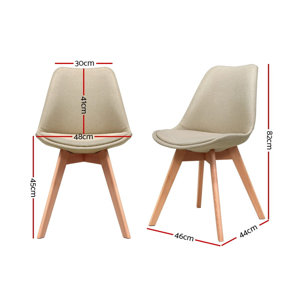 Artiss DSW Dining Chairs Retro Replica Eames Eiffel Kitchen Chair Cafe Beige Fabric x2