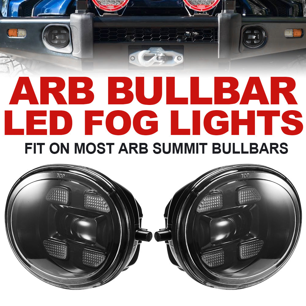 Pair Led Fog & Drl Lights Kit Upgrade For Arb Summit Bull Bar