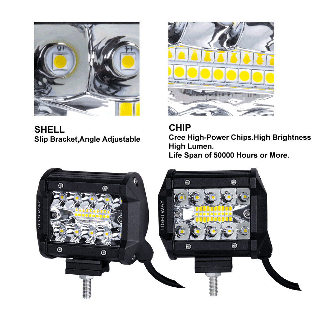 4x 4 inch CREE LED Work Light Bar Spot Flood OffRoad Driving 4WD 4x4 Reverse